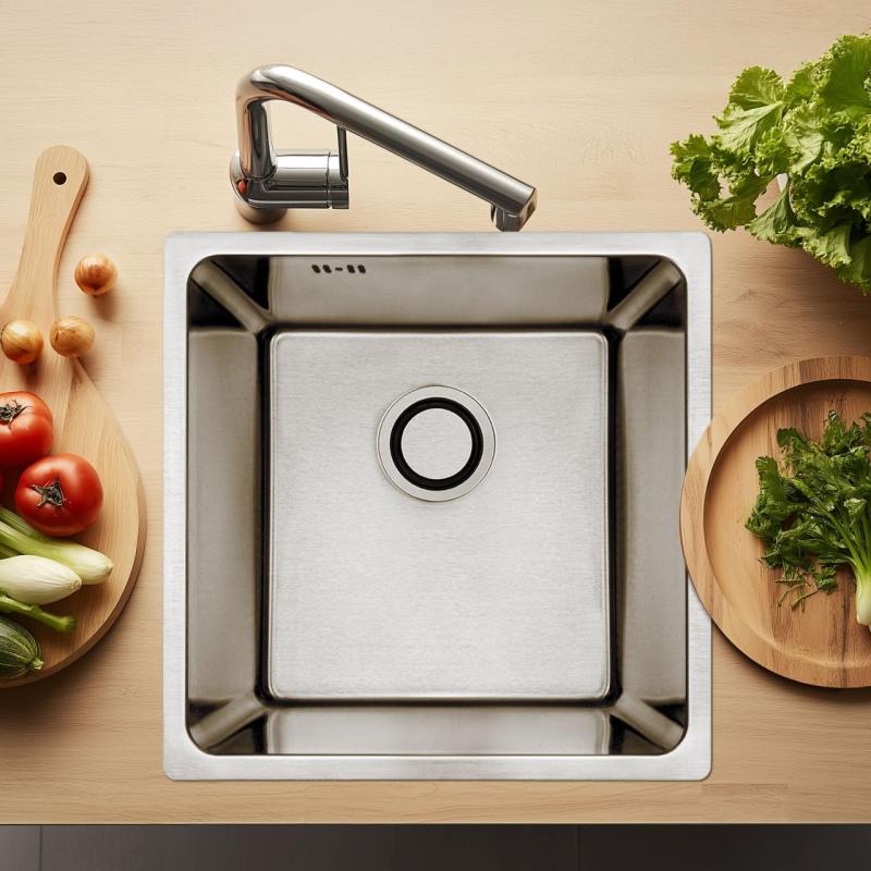 Aquadesign R25 chiuvetă cu montare pe blat, sub blat și încastrată, din oțel inoxidabil, 40 x 40 cm, 1208958206