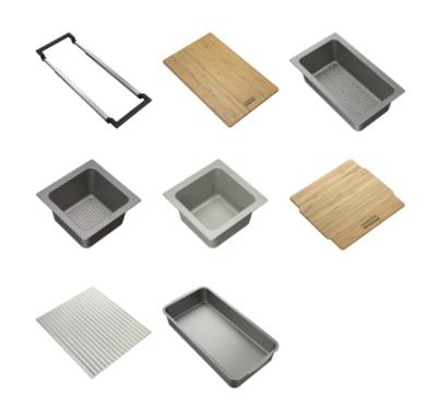Franke Accessoires universal în set de 5, placă de tăiere, tavă de inserție, covoraș de scurgere și tavă de depozitare 112.0655.489