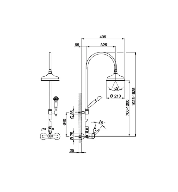 Combinatia de dus Huber Croisette, aurie, cu dimensiune de 21 cm, CM0040502G.