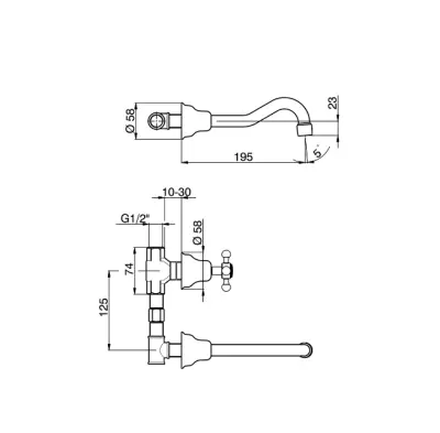 Huber Victorian 3 gauri robinet de chiuvetă din oțel inoxidabil VT0035102A.