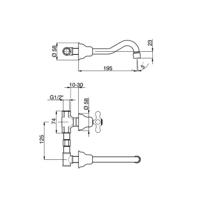 Robinetul de amestec pentru chiuveta Huber Croisette cu 3 găuri, cromat CS00351021.