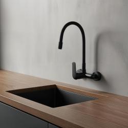 Aquatrimo Chopin robinet de perete cu gura de scurgere înaltă flexibilă, negru mat 21CP8462SW