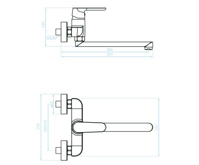 Aquatrimo Chopin robinet de bucătărie monocomandă montat pe perete, culoare negru mat, cu gura de scurgere de 297 mm 21CP8469SW