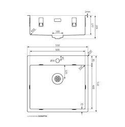 Lorreine SP seria chiuvetă din oțel inoxidabil 55x51 cm cu orificiu pentru robinet bancă 50SPTH