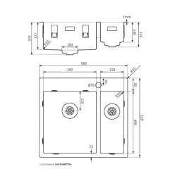 Lorreine SP serie Chiuvetă din oțel inoxidabil 56x51 cm cu orificiu pentru robinet banc 3415SPTH