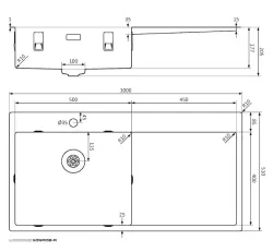 Lorreine SP seria chiuvetă din oțel inoxidabil 100x51 cm cu orificiu pentru robinet bancă 50SPDB-R