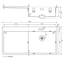 Lorreine SP seria chiuvetă din oțel inoxidabil 100x51 cm cu gaură pentru robinet bancă 50SPDB-L