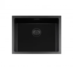 Lorreine BQ serie chiuvetă montată 55x45cm negru cu dop negru 50BQ-T