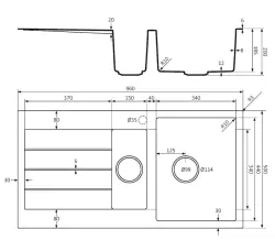 Lorreine BQ seria 1.5 chiuvetă cu dimensiunea de 96x50cm, montată pe suprafață, de culoare neagră, cu dop din oțel inoxidabil 1534BQ44DB-T-INOX.