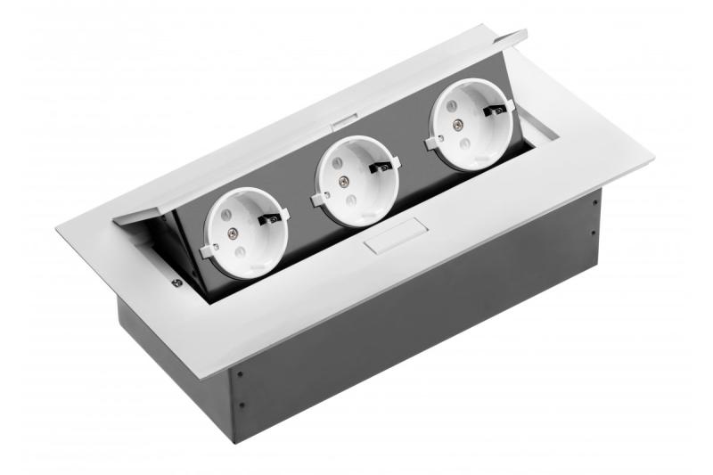 Cablu de prelungire pentru desktop, 3x priză schuko, fără cablu, alb 1208958665