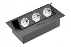 Cablu de prelungire pentru desktop, 3x priză schuko, fără cablu, negru 1208958666