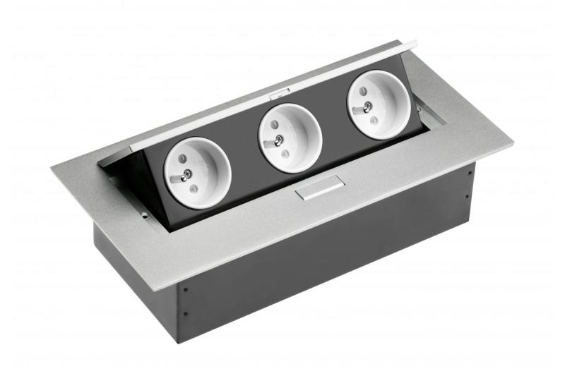 Cablu de extensie pentru desktop cu 3 prize cu împământare, fără cablu, aluminiu 1208958668