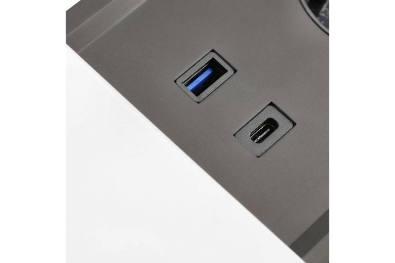 Cablu de prelungire PRESTINO încorporat în birou, 2x priză franceză, USB A+C, RJ45, HDMI, cablu 1.5m, argintiu 1208958675