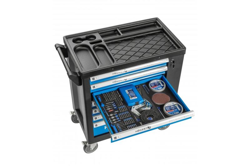 Hoegert Cabinet de scule cu 7 sertare și o ușă laterală cu accesorii, 544 bucăți. 1208962010