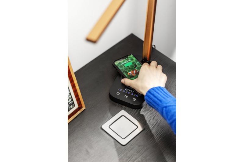 Decor Lampă de birou Bressi 8W 450lm AC220-240V 3-CCT Încărcare wireless USB PF>0 5 RA>80 Negru / Aur 1208962479