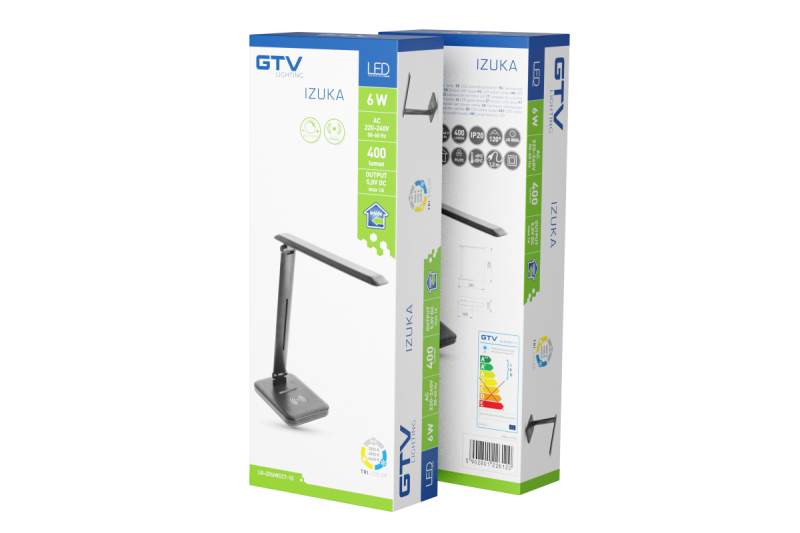 Decor Lampă de birou cu LED IZUKA 6W 400lm AC220-240V 50/60Hz încărcător inductiv CCT negru. 1208962497
