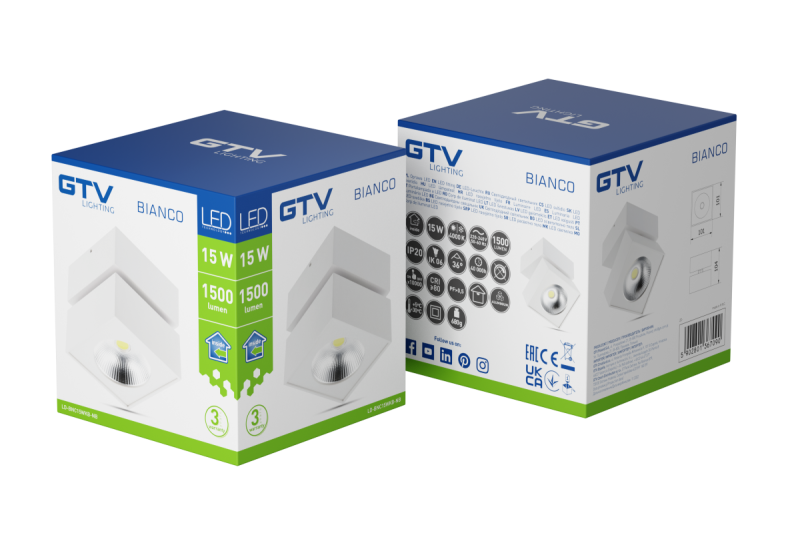 Decor Lumină LED FIXĂ BIANCO 15W 1500lm AC220-240V 50/60 Hz PF> 0.5 Ra≥80 IP20 IK06.36 ° 4000K alb pătrat 1208962665