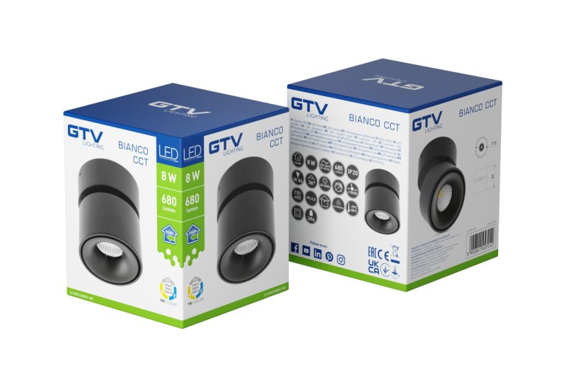 Decor Luminară LED bianco cct 8W 680lm AC220-240V 50/60 Hz Ra≥80 IP20 36° 2700/3300/4000K rotundă neagră 1208962678