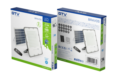 Proiector cu LED solar BRAVOS, 150W, 1500lm, 6400K, IP65, 120°, panou solar, telecomandă, 3 ani 1208962682