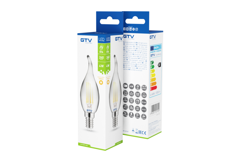 Lumină decorativă cu LED, FILAMENT, C35L, 27006, E14, 4W, 240lm, AC220-240V/ 50-60Hz, RA>80, 360° 1208962696