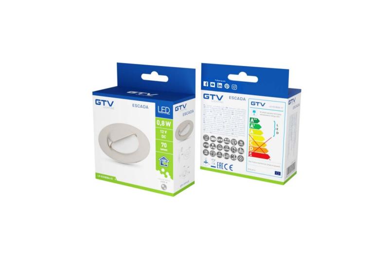 Decor Luminărie pentru scări cu LED-uri ESCADA OB DC12V, cu capac rotund mat, 0,8W, 70lm, 4000K, cablu inox de 150cm.