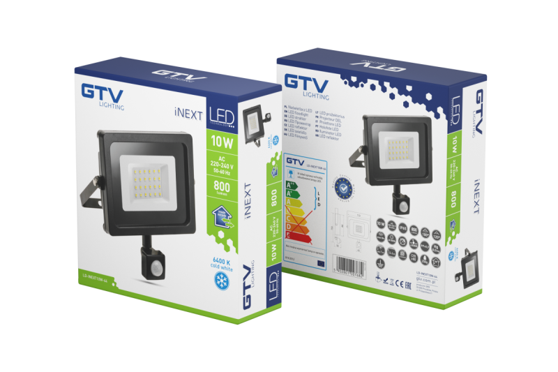 Proiector cu LED INEXT cu senzor de mișcare, 10W, 800lm, AC220-240V, 50/60 Hz, PF> 0.9, RA> 80, IP65, 120 1208962858