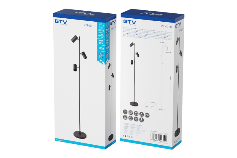 Decor Lampă de podea VENETO IP20 max. 20W 3 x GU10 negru 1208963349