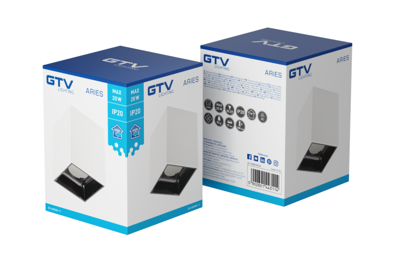 Decor Luminarul de tavan ARIES PC 77x100mm IP20 max 20W pătrat alb/negru. 1208963814