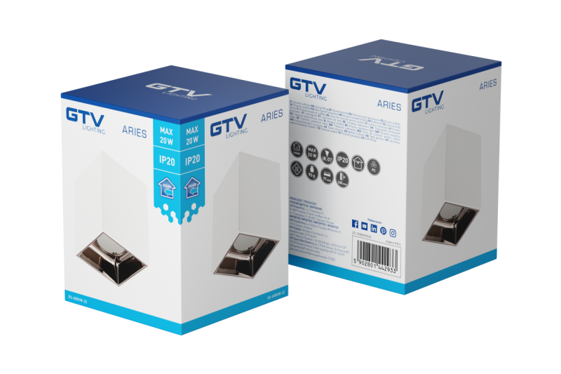 Decor Luminarul de tavan ARIES PC 77x100mm IP20 max 20W pătrat alb/negru crom 1208963816