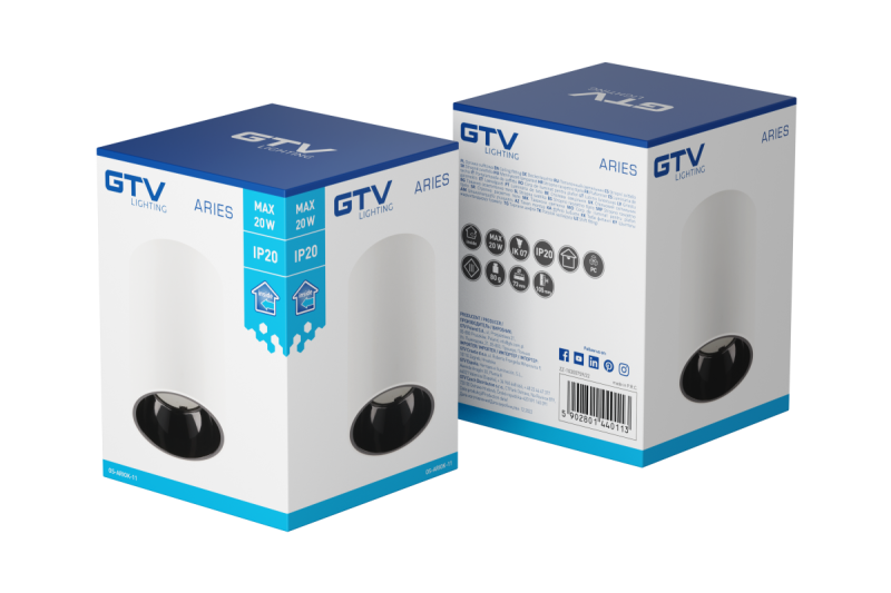 Decor Luminarul de tavan ARIES PC 73x105mm IP20 max 20W rotund alb/negru. 1208963818