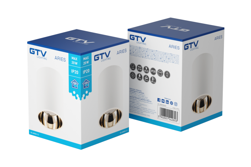 Decor Lustră de tavan ARIES PC 73x105mm IP20 max 20W rotundă alb/auriu 1208963819