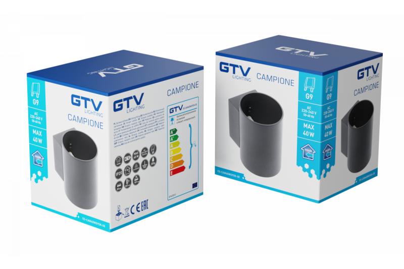 Decor Aparat de iluminat pe perete CAMPIONE din aluminiu G9 IP20 max. 40W IP20 rotund negru. 1208963851