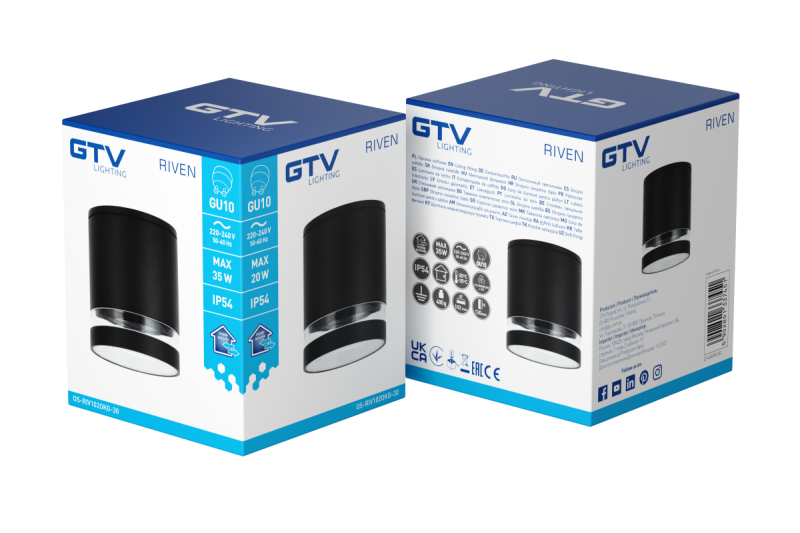 Decor Luminară de tavan RIVEN alum 102x120 IP54 MAX.35W rotundă grafit 1208963984