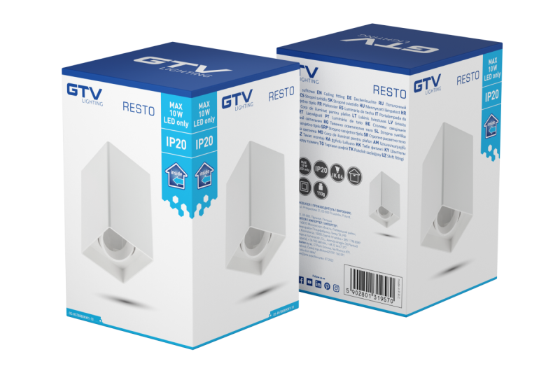 Decor Lustră de tavan RESTO PC 80x80x125mm IP20 max 20W pătrată albă. 1208963988