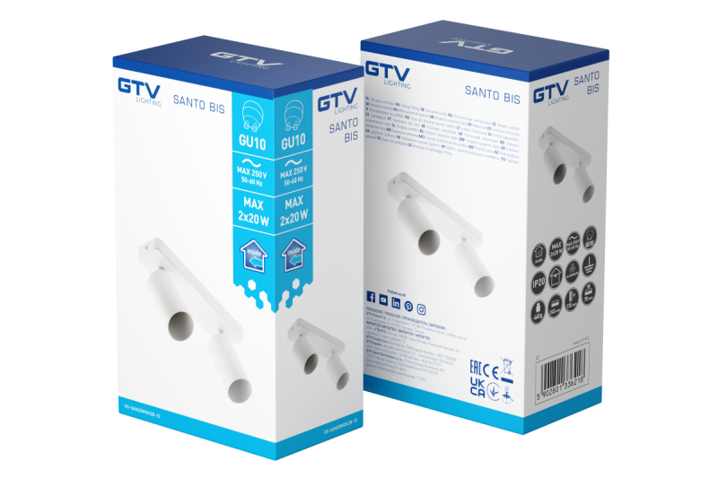 Decor Lustră de tavan SANTO BIS din aluminiu IP20 max. 20W*2 dublă rotundă albă. 1208964000