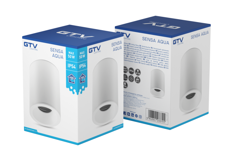 Decor Lampă de tavan SENSA AQUA alum 85x115 IP54 max 50W circulară albă. 1208964007