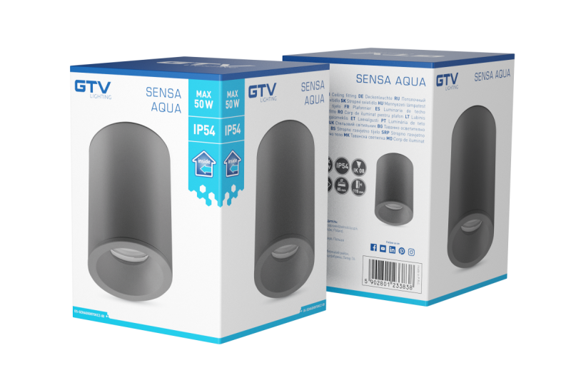 Decor Lampă de tavan SENSA AQUA aluminiu 85x115 IP54 max 50W circulară, negru. 1208964009