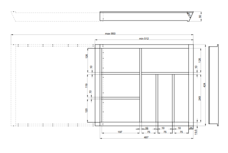 Decor Cutle Tăvițe pentru tacâmuri Bucătărie Inserție reglabilă pentru dulapuri de 600-1000mm 1208966291