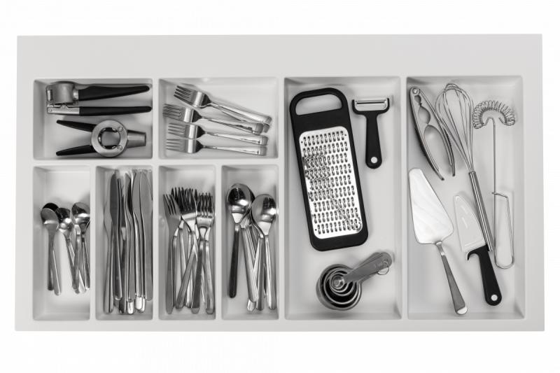 Decor Cutle Tăviță pentru tacâmuri Insert pentru sertar de bucătărie 900 Alb 1208966381