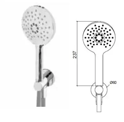 Setul complet de duș rotund Waterevolution Flow, cu conexiune la perete din alamă - 3 moduri - T1621RLE