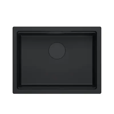 Quadri Newport II granit subbază chiuvetă negru 560x450 mm incl. capac de scurgere negru 1208966924