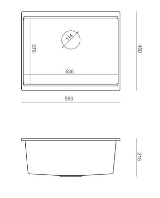 Quadri Newport II granit subbază chiuvetă negru 560x450 mm incl. capac de scurgere negru 1208966924