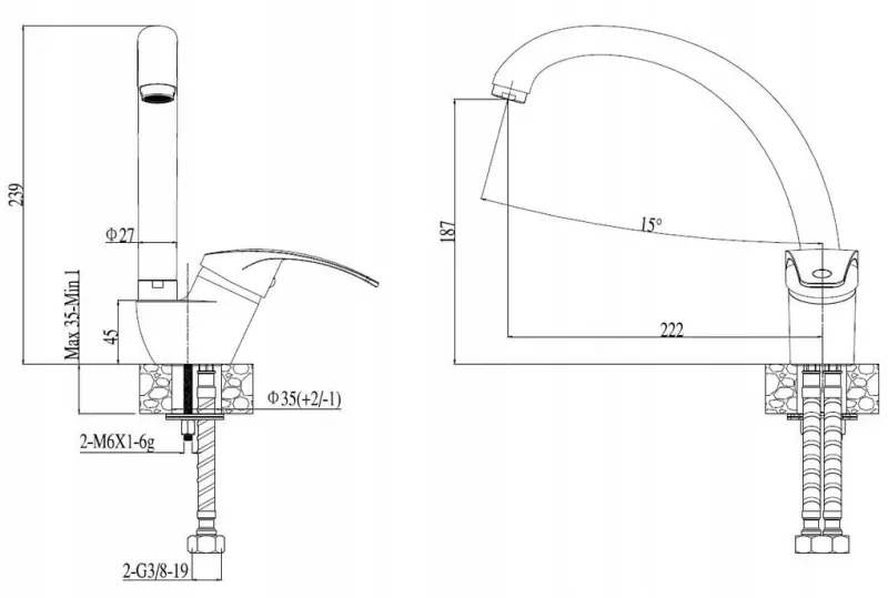 Quadri Set de robinete de bucătărie alb cu dispenser pentru săpun incorporat și insert reglabil alb 1208966928
