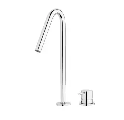 Robineta de baie Waterevolution Flow, cu două orificii, finisaj auriu deschis, cu V înalt de 120 mm, ieșire T1122VWGE.
