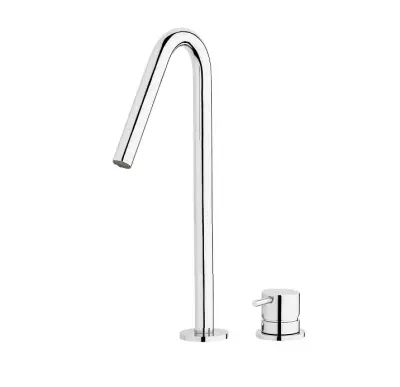 Robineta de baie Waterevolution Flow, cu două orificii, finisaj auriu deschis, cu V înalt de 120 mm, ieșire T1122VWGE.