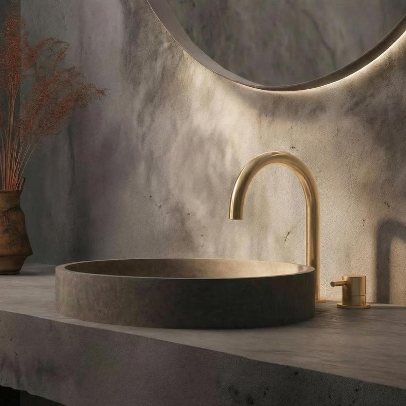 Robinetele de bazină cu două orificii Waterevolution Flow, culoare auriu deschis periat T1121UWGE.