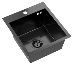 Quadri Dixton 40 chiuvetă neagră din oțel inoxidabil cu nano pvd 400x450 mm cu gaură pentru robinet montaj pe blat 1208967080