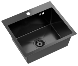 Quadri Dixton 50 negru Nano PVD chiuvetă din oțel inoxidabil 500x450 mm cu gaură pentru robinet montare pe blat 1208967082