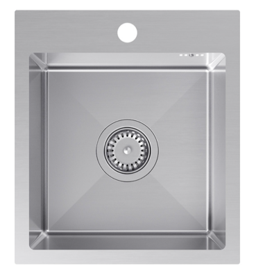 Quadri Dixton 40 set cu chiuvetă din inox 400x450 mm cu gaură pentru robinet și baterie de bucătărie Quadri Coventry din inox