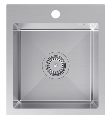 Set Quadri Dixton 40 cu chiuvetă din inox 400x450 mm cu orificiu pentru robinet și baterie de bucătărie Quadri Bristol din inox.